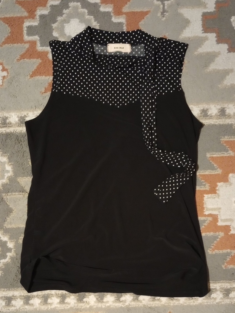 Zara Black Sleeveless Polka Dot Tie-Neck Camisole